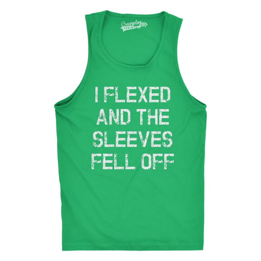 Mens I Flexed and The Sleeves Fell Off Tank Top Funny Sleeveless Gym Workout